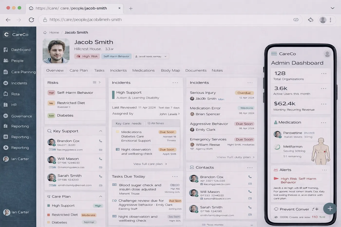 Service user profile screenshot