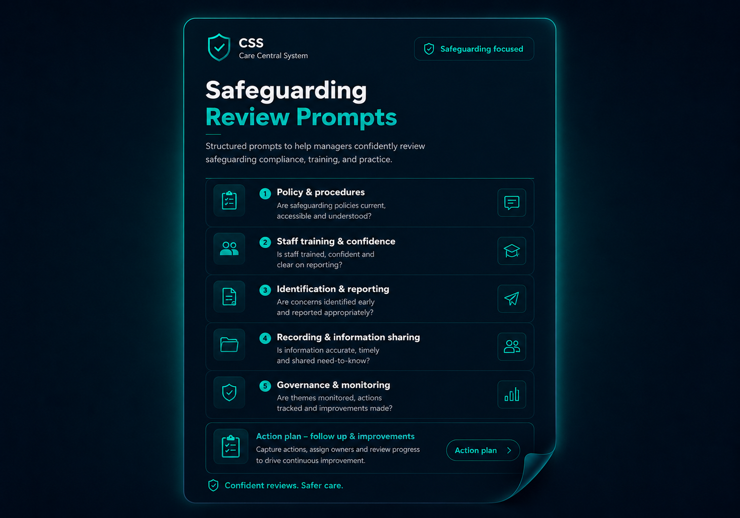 Safeguarding review checklist mockup